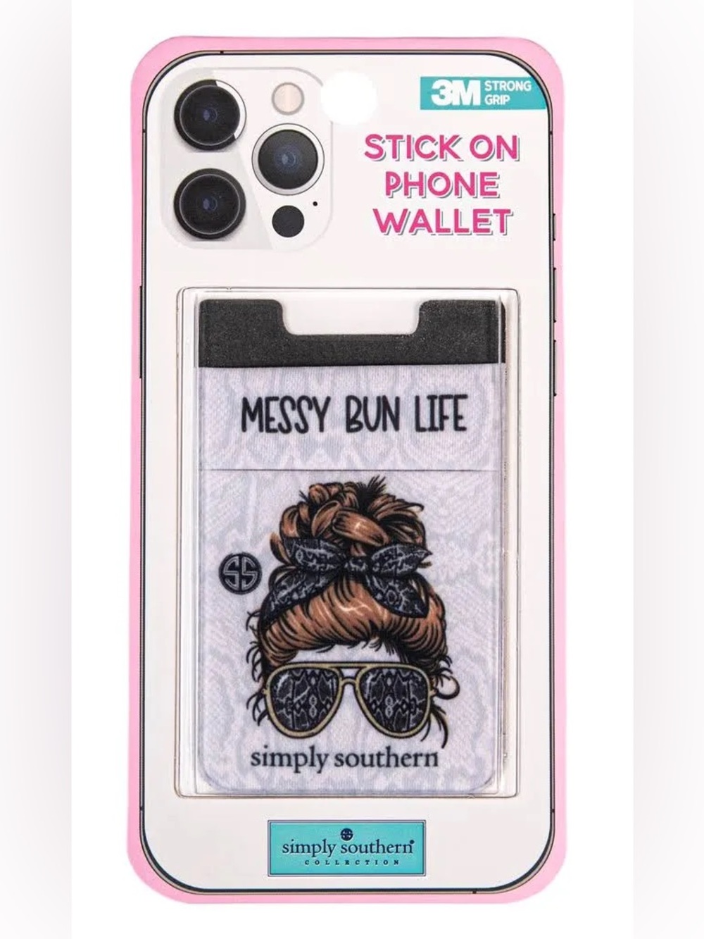 Simply Southern Stick-On Phone Wallet - White with Brown Hair and Black Bandana